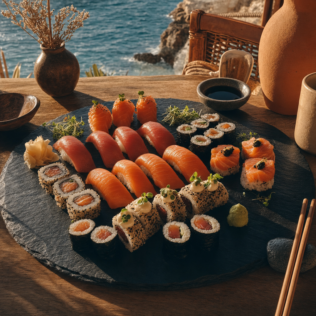 Plato de marisco en el restaurante Alma Beach