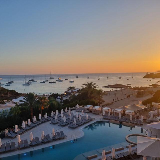 Sunset over the bay at Cala Tarida